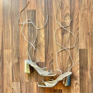 Unisa gold strap block heels